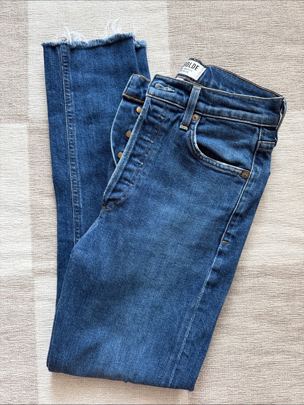 Agolde Dark Blue High-Rise Skinny Jeans